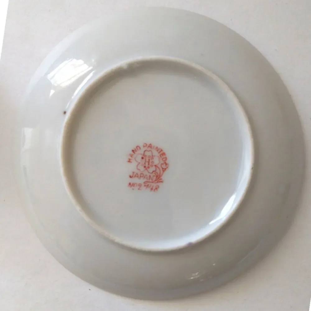 Lustreware Demitasse Espresso‎ Cup Saucer Hotta Yu Shoten Moriage Swans Floral.